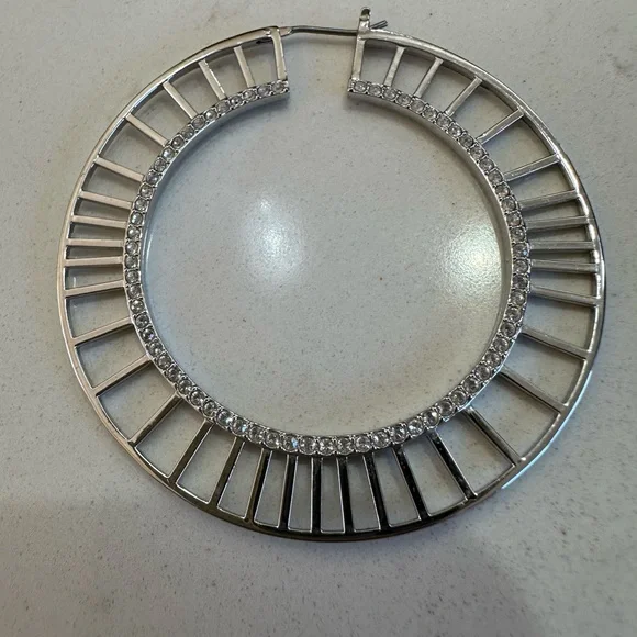 Swarovski Silver Lace Hoop Earrings - Picture 4 of 6